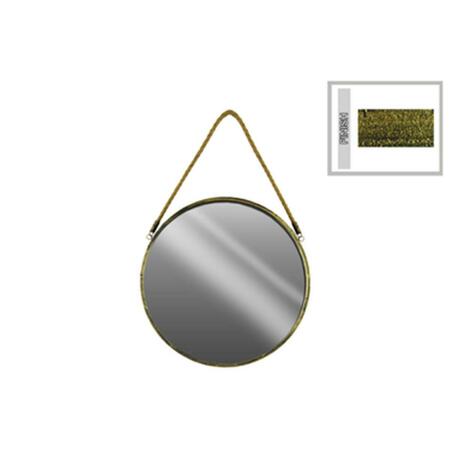 URBAN TRENDS COLLECTION 1 x 18 x 18 in. Metal Round Wall Mirror with Rope Hanger, Tarnished Finish - Gold, Small 35128